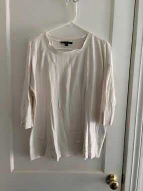 Cyrus Cream Lightweight Ribbed-Hem Pullover